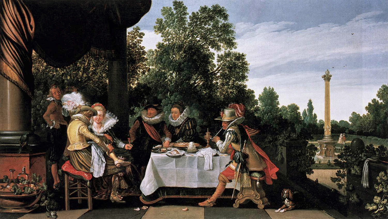 merry company banqueting on a terrace